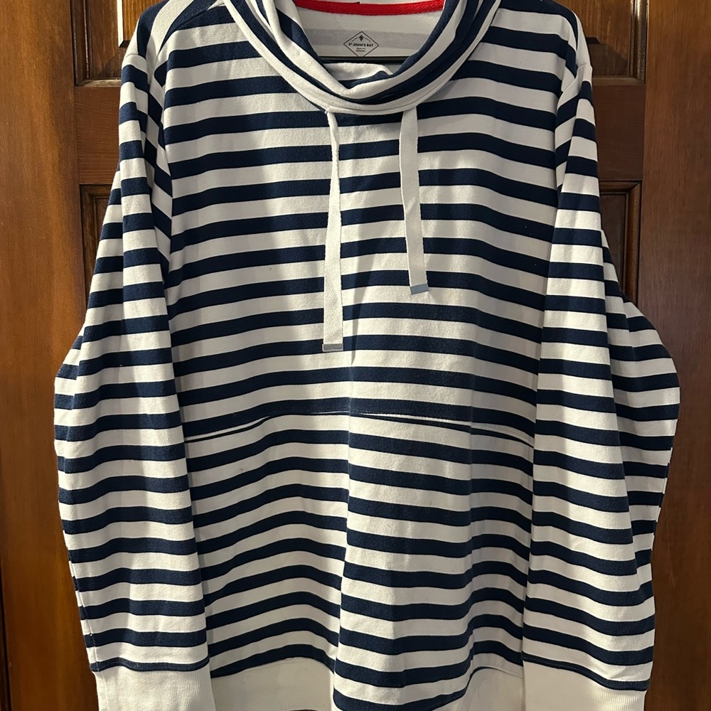 St. John's Bay Navy and White Striped Pullover